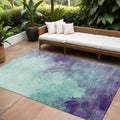 9' X 12' Blue And Purple Abstract Washable Indoor Outdoor Area Rug