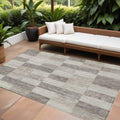 9' X 12' Beige And Gray Geometric Washable Indoor Outdoor Area Rug