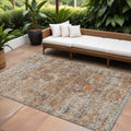 10' X 14' Coral Terra Cotta And Beige Floral Washable Indoor Outdoor Area Rug