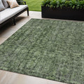5' X 8' Artichoke Green And Black Damask Washable Indoor Outdoor Area Rug