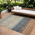 10' X 14' Brown Blue And Beige Southwestern Washable Indoor Outdoor Area Rug