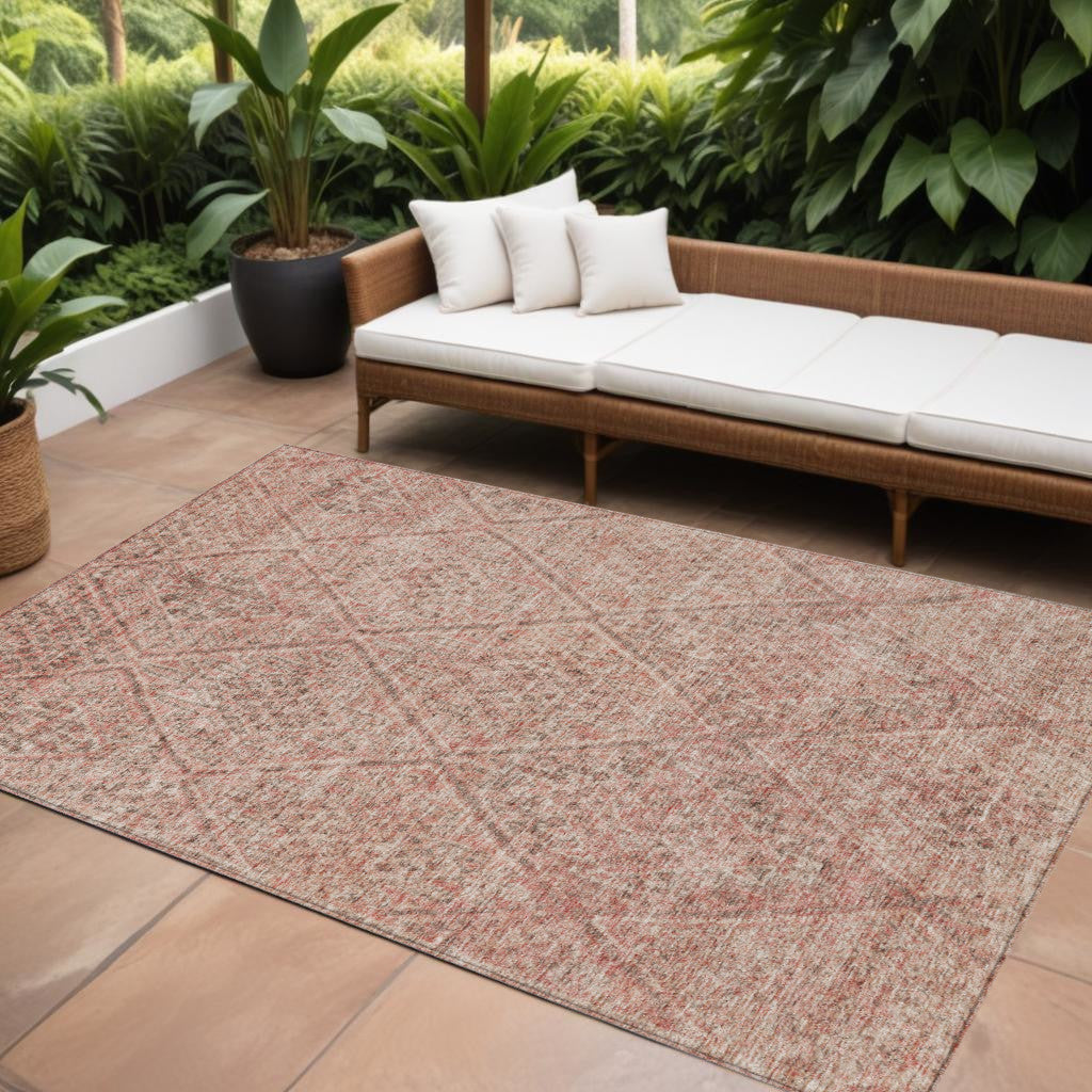 8' X 10' Pink And Brown Moroccan Washable Indoor Outdoor Area Rug