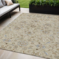 5' X 8' Beige Blue And Brown Moroccan Washable Indoor Outdoor Area Rug