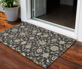 3' X 5' Black Brown And Ivory Moroccan Washable Indoor Outdoor Area Rug