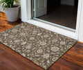 3' X 5' Chocolate Ivory And Gray Moroccan Washable Indoor Outdoor Area Rug