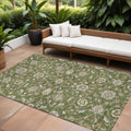 10' X 14' Olive Green Brown And Ivory Moroccan Washable Indoor Outdoor Area Rug