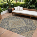 9' X 12' Charcoal Gray And Brown Oriental Washable Indoor Outdoor Area Rug