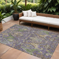 10' X 14' Purple Green And Brown Floral Washable Indoor Outdoor Area Rug