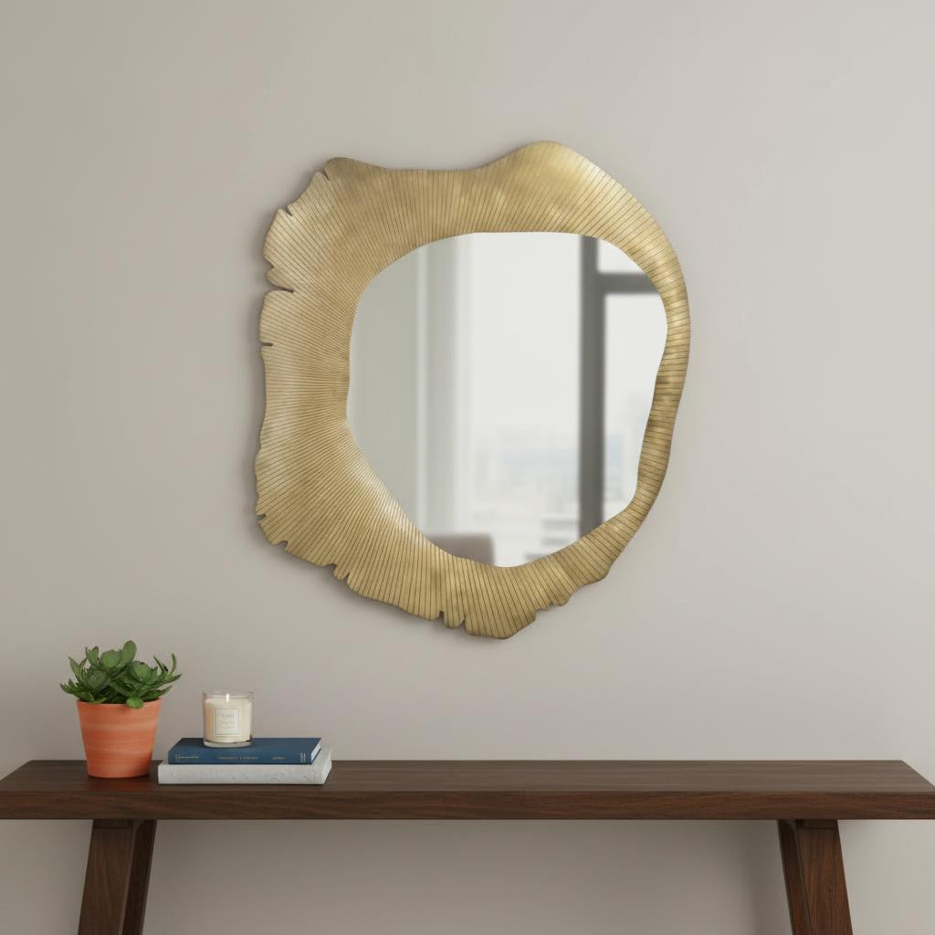 40 Brass Iron Abstract Organically Shaped Accent Mirror