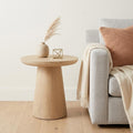 24 Inch Natural Solid Wood Round Pedestal End Table