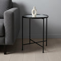 24 Silver and Black Mirrored Glass and Iron Round End Table