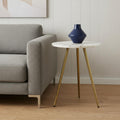 16 White and Gold Stone and Metal Tray Table