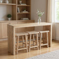 65 Antiqued White Solid Wood Rectangular Bar Table