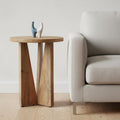 22 Natural Distressed Solid Wood Round End Table
