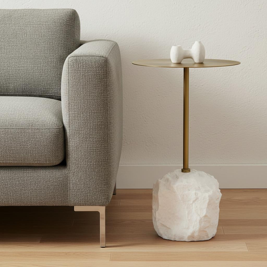 15 Gold and White Iron and Wood Tray Table