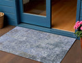 3' X 5' Blue And Dark Gray Abstract Washable Indoor Outdoor Area Rug