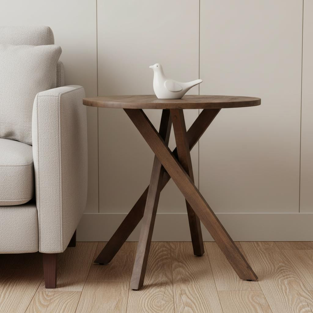 32 Brown Solid Wood and Wood Tray Table