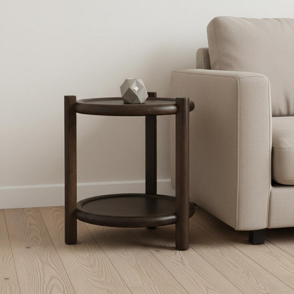 24 Dark Brown Solid Wood Tray Table