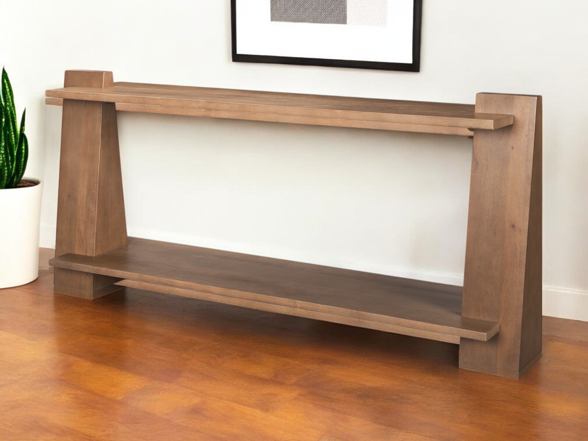 67'' Brown Solid Wood Solid Console Table With Shelf
