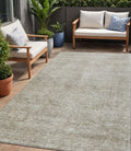 5' X 8' Linen And Gray Floral Washable Indoor Outdoor Area Rug