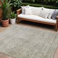 8' X 10' Linen And Gray Floral Washable Indoor Outdoor Area Rug