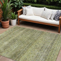 8' X 10' Artichoke Green Brown And Gray Striped Washable Indoor Outdoor Area Rug