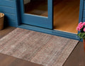 3' X 5' Coral And Black Striped Washable Indoor Outdoor Area Rug