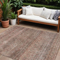 9' X 12' Coral And Black Striped Washable Indoor Outdoor Area Rug