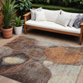 9' X 12' Coffee Copper And Beige Abstract Washable Indoor Outdoor Area Rug