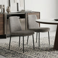 Set of Two Gray and Black Fabric Dining Side Chairs