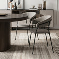 Set of Two Gray and Black Fabric Open Back Dining Arm Chairs