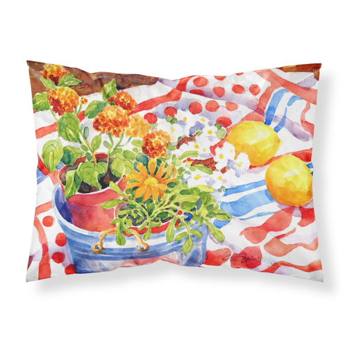 'Caroline'S Treasures 6058Pillowcase Flowers With A Side Of Lemons Moisture Wicking Fabric Standard Pillowcase, Large, Multicol
