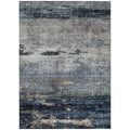 3' X 5' Navy Blue Gray And Black Abstract Washable Indoor Outdoor Area Rug