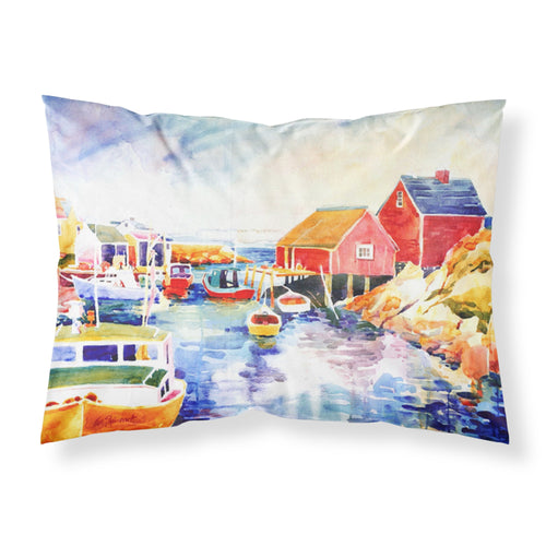 'Caroline'S Treasures 6059Pillowcase Boats At Harbor With A View Moisture Wicking Fabric Standard Pillowcase, Large, Multicolor