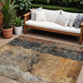 10' X 14' Copper And Black Abstract Washable Indoor Outdoor Area Rug