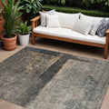 8' X 10' Coffee Black And Beige Abstract Washable Indoor Outdoor Area Rug