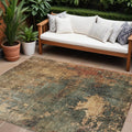 10' X 14' Sage Tan And Copper Abstract Washable Indoor Outdoor Area Rug