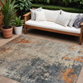 8' X 10' Khaki Gray And Copper Abstract Washable Indoor Outdoor Area Rug