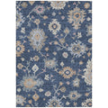3' X 5' Navy Blue Beige And Gray Floral Washable Indoor Outdoor Area Rug
