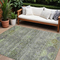 8' X 10' Sage And Gray Floral Washable Indoor Outdoor Area Rug