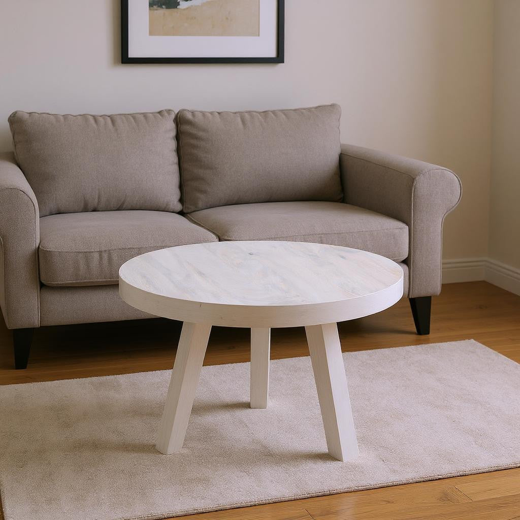 36 White Solid Wood Round Cross Legs Coffee Table