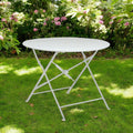 36 White Rounded Aluminum Folding Outdoor Dining Table with Umbrella Hole