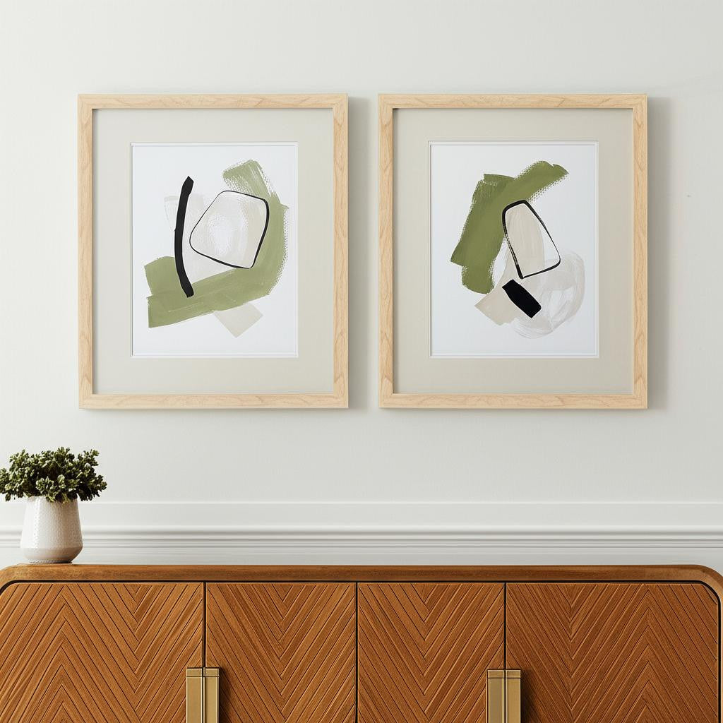 Set Of Two Sage Treasures I Brown Framed Wall Art