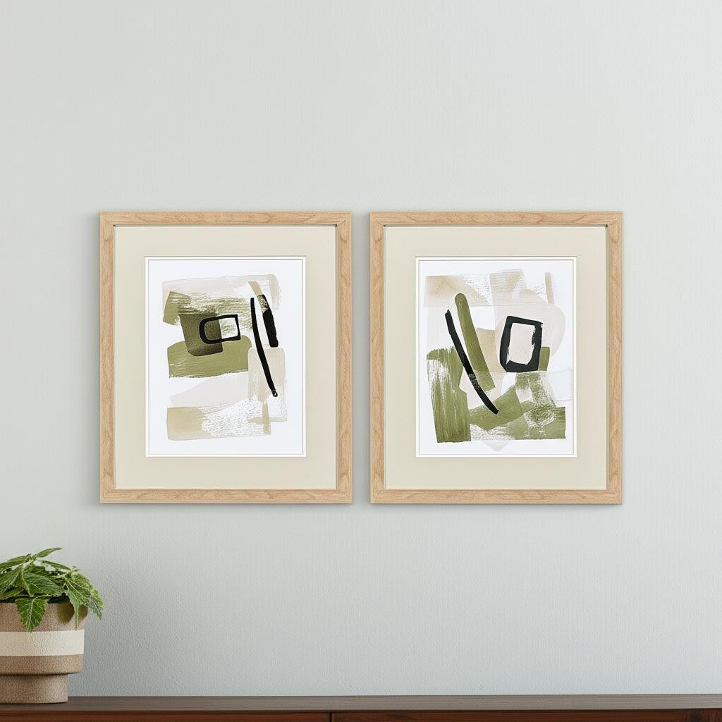 Set Of Two Sage Treasures II Brown Framed Wall Art