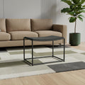 23 Black Solid Wood and Metal Footstool