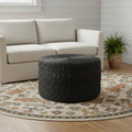 30 Black Water Hyacinth Round Pouf Ottoman