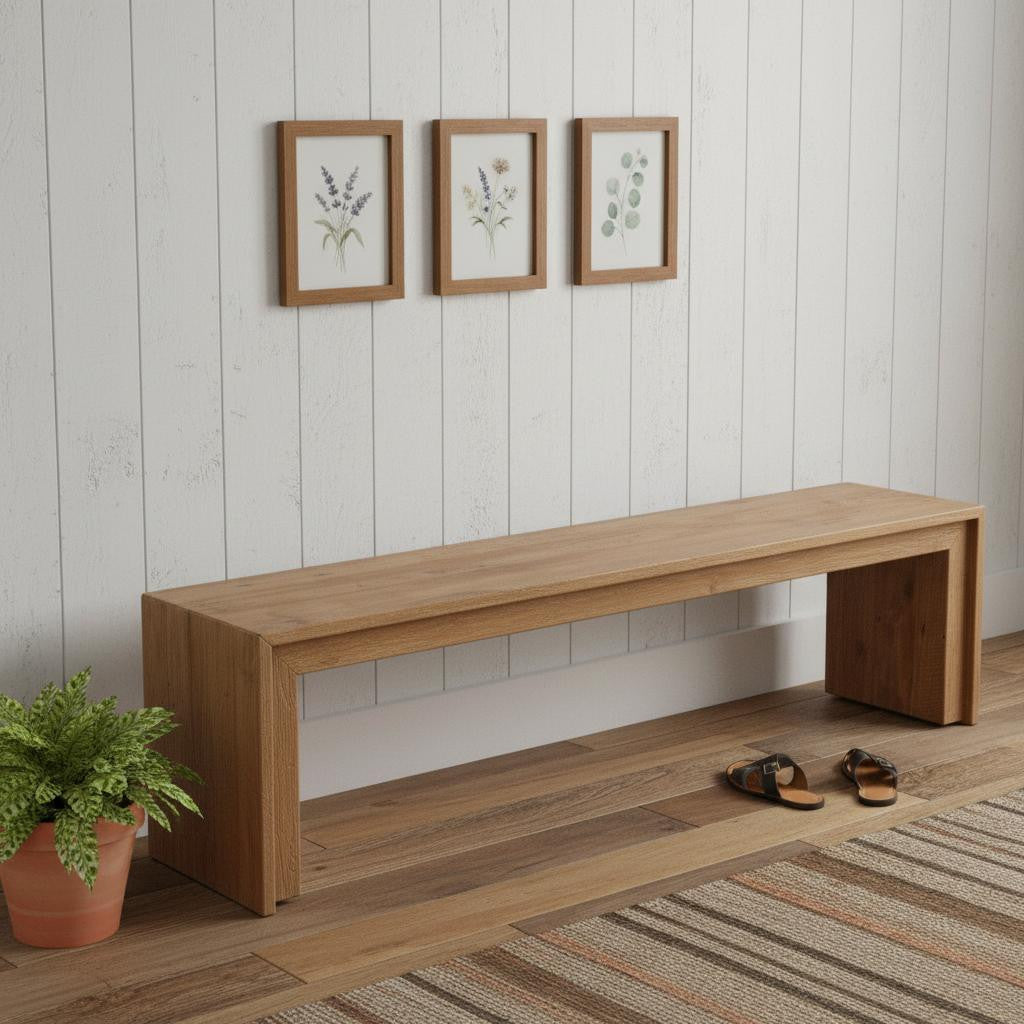 69 Natural and Brown Wood Distressed Reclaimed Wood Bench