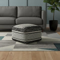 22 Black and White Cotton And Wool Geometric Pouf Ottoman