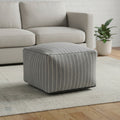 22 Blue and White Textural Stripe Cube Pouf Ottoman