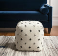16 Cream And Black Wool Polka Dots Cube Pouf Ottoman